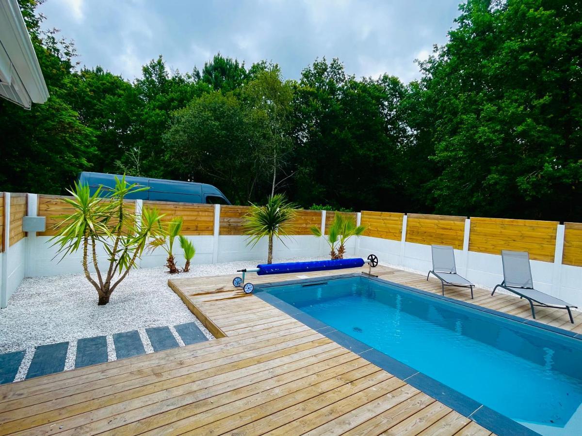 Maison A Biscarrosse Avec Piscine Et Jacuzzi Esterno foto